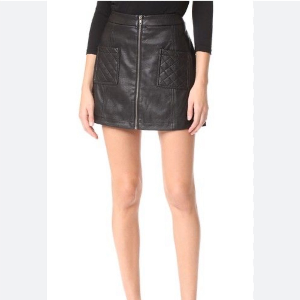 Faux Leather Zip Up Skirt